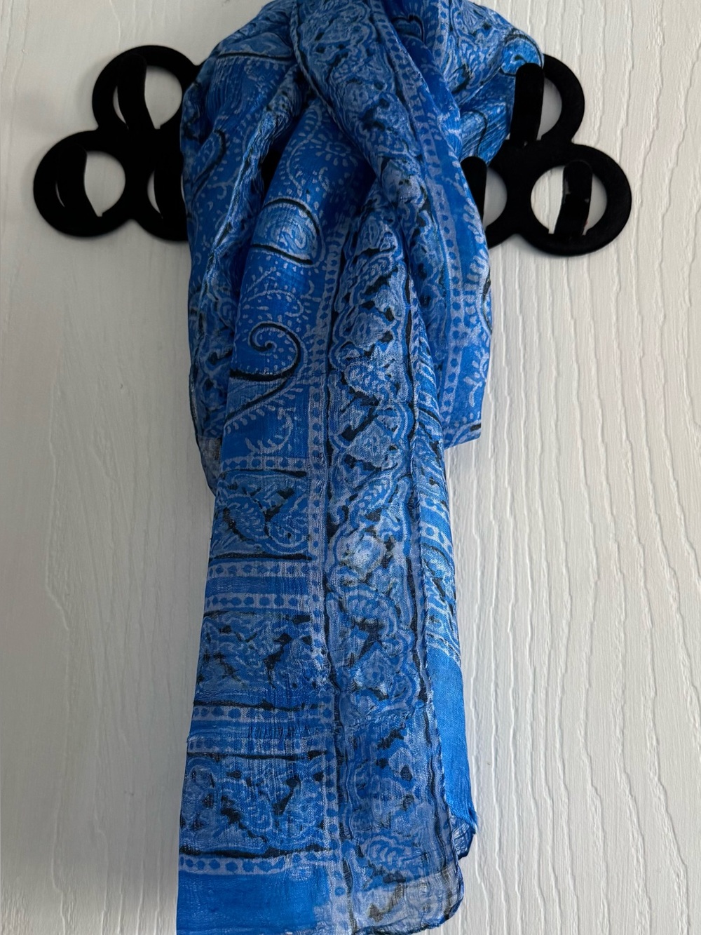 Blue Printed Silk Women's Scarf